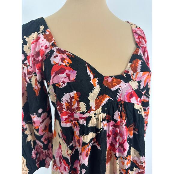 Anthropologie Size XS S Blossom Black Floral Maxi Dress Puff sleeves Smocked - Picture 6 of 13